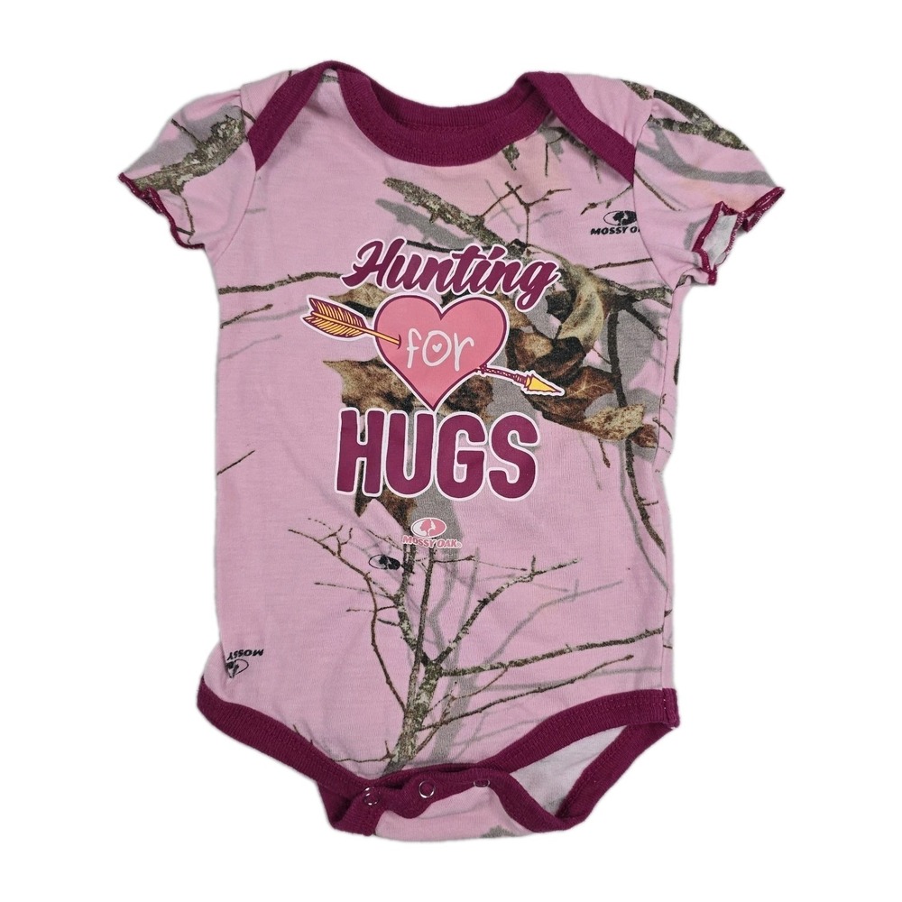 Mossy Oak Girls Sleeper 3-6 Months Pink Baby Hunting‎ For Hugs Camo
